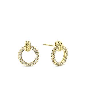 Lagos 18k Yellow Gold Caviar Diamond Circle Drop Earrings
