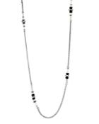 John Hardy Sterling Silver Classic Chain Station Necklace With Hematite, Milky Rainbow Moonstone & Black Onyx, 36