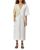 Equipment Josee Linen Color Blocked Dress