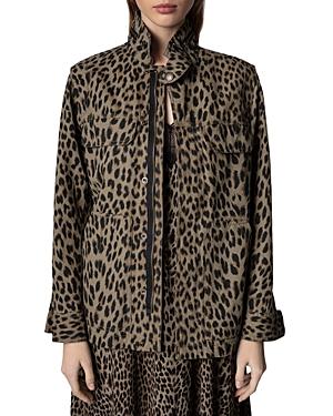 Zadig & Voltaire Kayaka Cotton Canvas Leopard Print Jacket