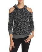 Splendid Cold-shoulder Leopard Print Sweatshirt