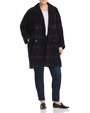 Eileen Fisher Plus Double-breasted Plaid Coat
