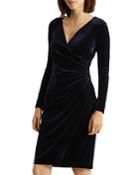 Lauren Ralph Lauren Velvet Crossover Front Long Sleeve Dress