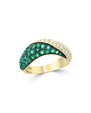 Diamond And Emerald Ring In 14k Yellow Gold - 100% Exclusive