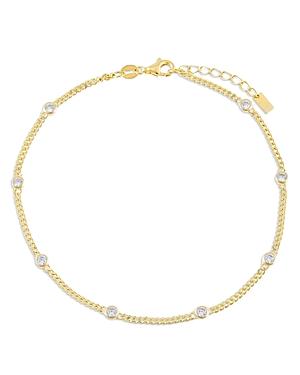 Adinas Jewels Cubic Zirconia Cuban Link Ankle Bracelet