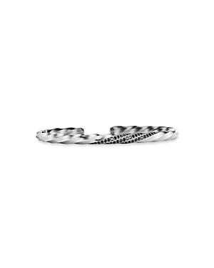 David Yurman Cable Edge Cuff Bracelet With Pave Black Diamonds, 5.5mm