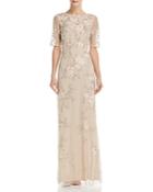 Adrianna Papell Embellished Floral Gown