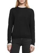 Sandro Vines Contrast Lace Trimmed Wool Sweater