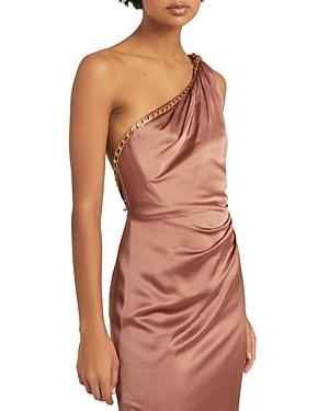 Reiss Adaline One-shoulder Draped Satin Dress