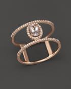 Diamond And Morganite Geometric Ring In 14k Rose Gold