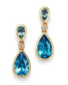 Bloomingdale's Blue Topaz & Diamond Teardrop Drop Earrings In 14k Yellow Gold - 100% Exclusive