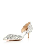 Badgley Mischka Ginny Metallic Suede Embellished D'orsay Pointed Toe Pumps