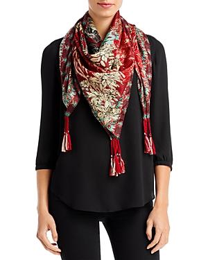Johnny Was Ikat Patch Tasseled Silk Scarf