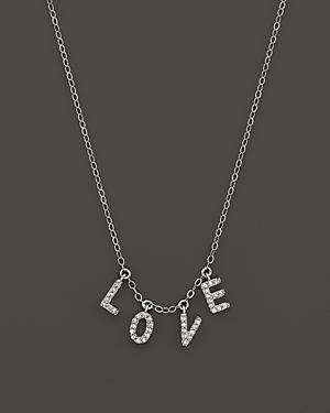 Diamond Love Necklace In 14k White Gold, .12 Ct. T.w.