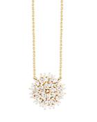 Suzanne Kalan 18k Yellow Gold Baguette & Round-cut Diamond Starburst Cluster Pendant Necklace, 16-18