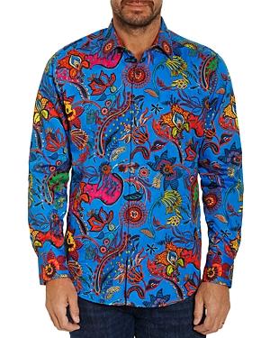 Robert Graham Vive Rie Ama Limited Edition Cotton Floral Beaded Skull Classic Fit Button Down Shirt