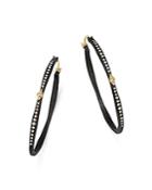 Armenta 18k Yellow Gold And Sterling Silver Old World Pave Diamond Oval Hoop Earrings