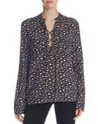 4our Dreamers Animal Print Lace-up Top