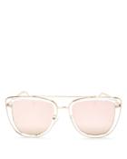 Quay French Kiss Mirrored Brow Bar Oversized Square Sunglasses, 54mm