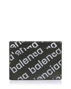 Balenciaga Glitter Logo Print Leather Card Case