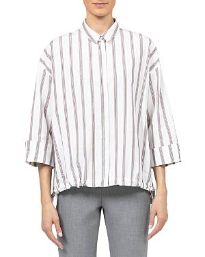 Peserico Striped Drawstring Hem Blouse