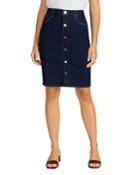 Jen7 By 7 For All Mankind Button Front Jean Skirt In Laurel