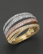 Diamond Pave Tricolor Gold Band, .55 Ct. T.w.