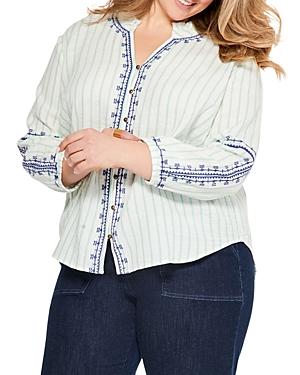 Nic+zoe Plus Embroidered Terrace Striped Top