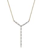 Diamond Round And Baguette Y Pendant Necklace In 14k Yellow Gold, 1.0 Ct. T.w. - 100% Exclusive