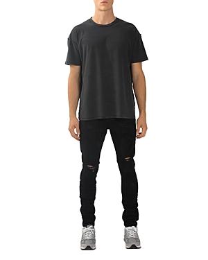 Purple Brand Slim Fit Overdyed Jeans In Black Oil Spill