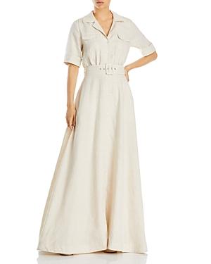 Staud Millie Button Front Linen Shirt Maxi Dress