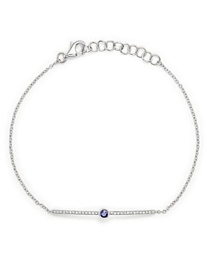 Sapphire And Diamond Bar Bracelet In 14k White Gold