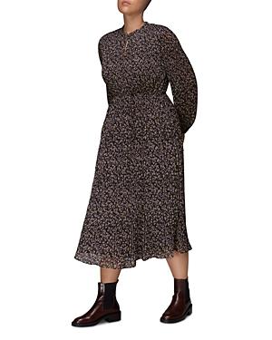 Whistles Trailing Floral Plisse Midi Dress