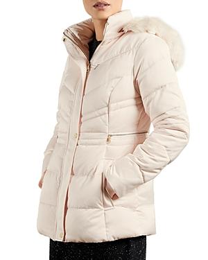Ted Baker Faux Fur Trim Hooded Puffer Coat