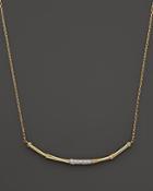 John Hardy Bamboo 18k Yellow Gold Diamond Pave Slim Necklace With Diamonds, 16
