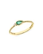 Bloomingdale's Emerald & Diamond Bezel Stacking Ring In 14k Yellow Gold - 100% Exclusive