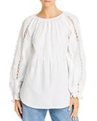 See By Chloe Pintucked Lace-inset Pullover Blouse