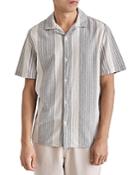 Wax London Didcot Striped Crinkle Camp Shirt