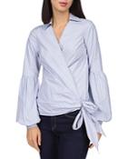 Michael Michael Kors Striped Cotton Poplin Wrap Top