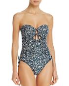 Peony Strapless Printed Cutout One-piece Swimsuit