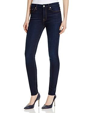 7 For All Mankind Mid-rise Skinny Jeans In Dark Madrid Night - Compare At $198