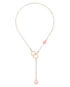 Pomellato 18k White Gold & 18k Rose Gold Nudo Maxi Rose Quartz, Chalcedony & Brown Diamond Lariat Necklace, 20