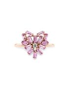 Suzanne Kalan 18k Rose Gold Fireworks Pink Sapphire & Diamond Heart Ring