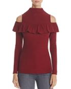 Red Haute Cold Shoulder Ruffle Top