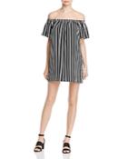French Connection Striped Off-the-shoulder Dress