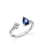 Sapphire And Diamond Open Ring In 14k White Gold - 100% Exclusive