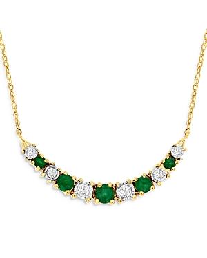 Bloomingdale's Emerald & Diamond Curved Bar Necklace In 14k Yellow Gold, 18 - 100% Exclusive