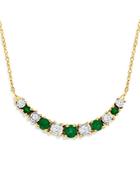 Bloomingdale's Emerald & Diamond Curved Bar Necklace In 14k Yellow Gold, 18 - 100% Exclusive