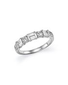 Round And Baguette Diamond Bar Band In 14k White Gold, .75 Ct. T.w.