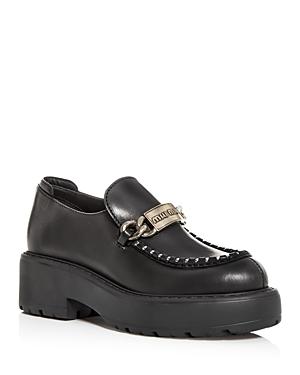 Miu Miu Women's Platform Block Heel Loafers